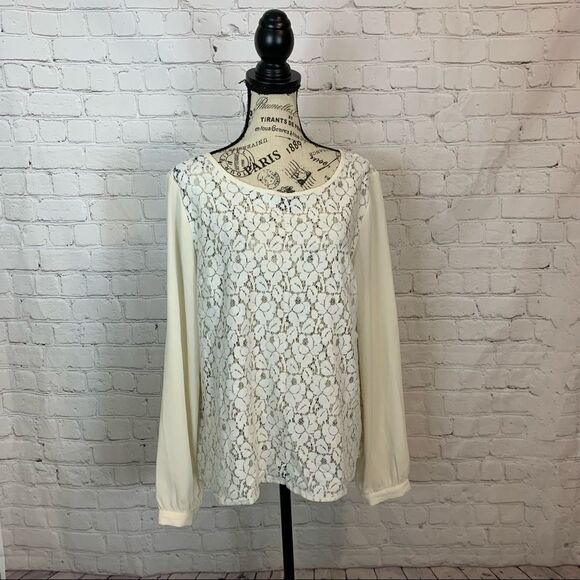 Banana Republic Ivory Blouse lace size extra large - Picture 1 of 11